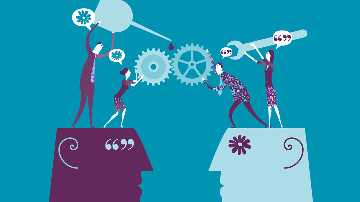 Illustration of editors and art directors working together