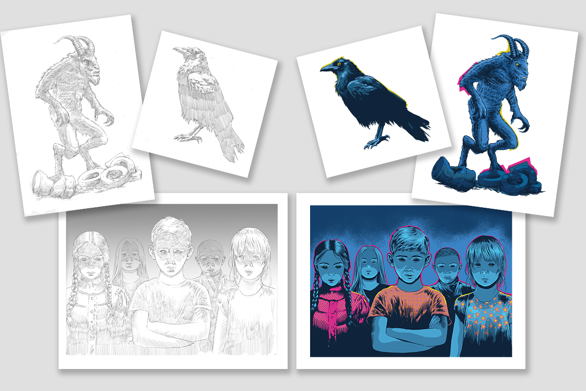 Sketches from Tim McDonagh for Texas Heritage for Living magazine